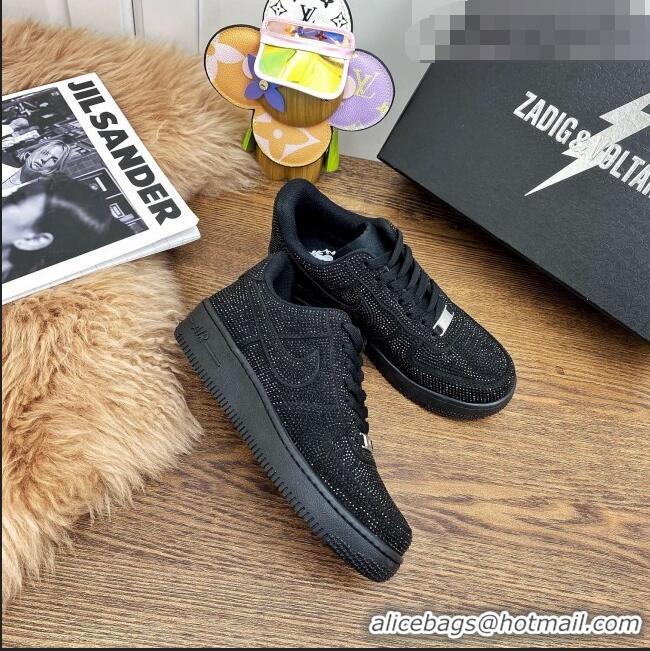 Elegant Discount Nike Air Jordan AJ1 Crystal Allover Low-top Sneakers CD0750 Black 2021