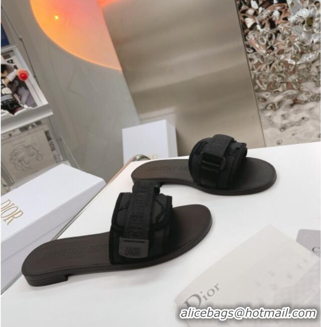 Low Price Dior Dio(r)evolution Flat Slide Sandals 050621 Black