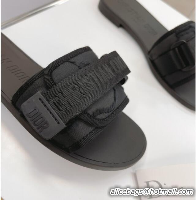 Low Price Dior Dio(r)evolution Flat Slide Sandals 050621 Black