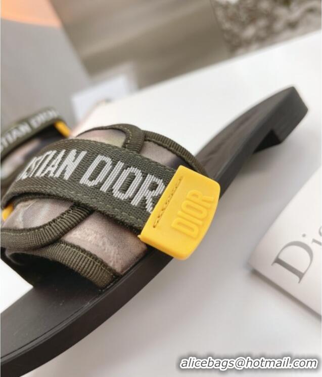 Best Price Dior Dio(r)evolution Flat Slide Sandals 050621 Green