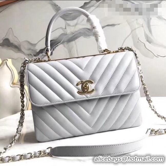 Buy Cheap Chanel Chevron Small Trendy CC Flap Bag With Top Handle A92236