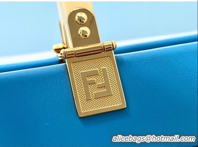 Well Crafted Fendi Sunshine Stitching Leather Medium Shopper Tote Bag FD0301 Blue 2021