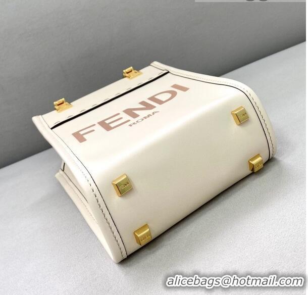 Inexpensive Fendi Sunshine Leather Mini Shopper Tote Bag FD0305 White 2021