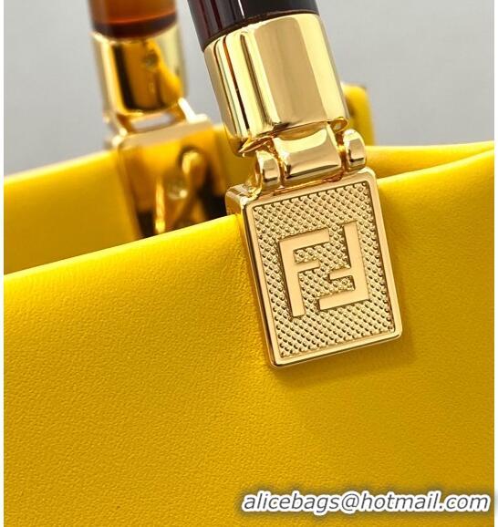 Best Price Fendi Sunshine Leather Mini Shopper Tote Bag FD0305 Yellow 2021