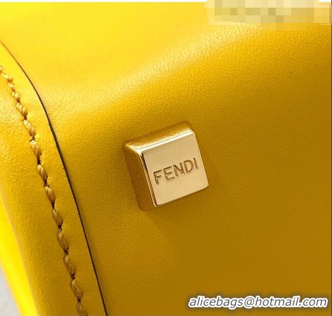 Best Price Fendi Sunshine Leather Mini Shopper Tote Bag FD0305 Yellow 2021