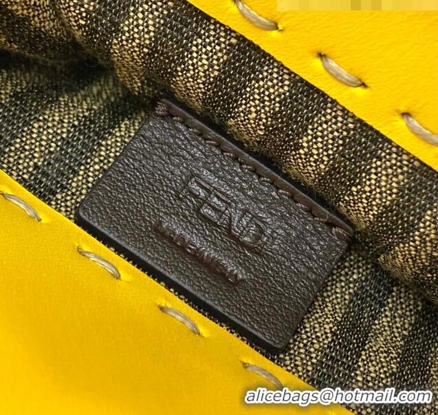 Best Price Fendi Sunshine Leather Mini Shopper Tote Bag FD0305 Yellow 2021