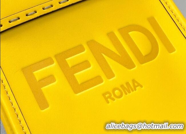 Best Price Fendi Sunshine Leather Mini Shopper Tote Bag FD0305 Yellow 2021