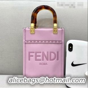 Cheapest Fendi Sunshine Leather Mini Shopper Tote Bag FD0305 Pink 2021