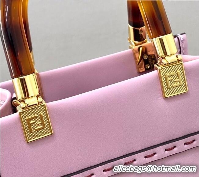 Cheapest Fendi Sunshine Leather Mini Shopper Tote Bag FD0305 Pink 2021