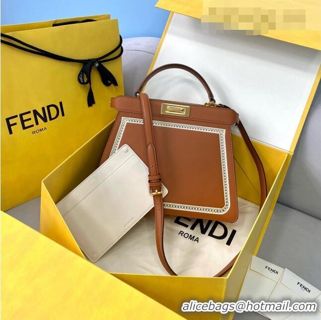 Promotional Fendi Peekaboo ISeeU Medium Bag in Embroidered FD0313 Brown Leather 2021