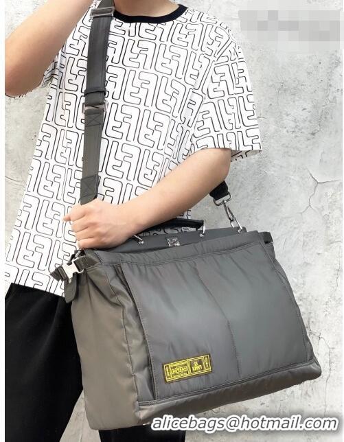 Super Quality Fendi Men's Peekaboo Nylon Large Bag FD0319 Grey 2021