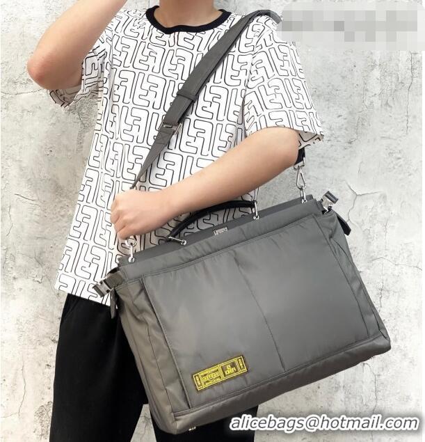 Super Quality Fendi Men's Peekaboo Nylon Large Bag FD0319 Grey 2021