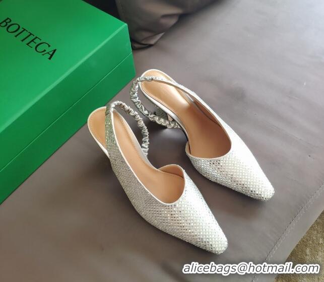 Super Quality Bottega Veneta Almond Metallic Slingback Pumps 050809 Silver 2021