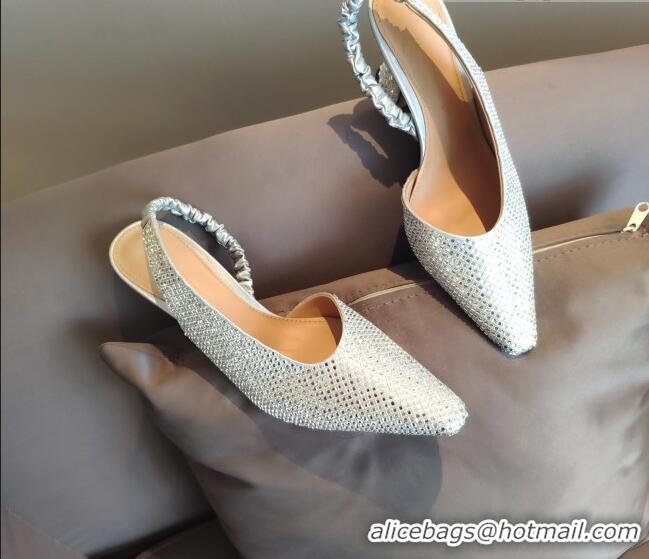 Super Quality Bottega Veneta Almond Metallic Slingback Pumps 050809 Silver 2021