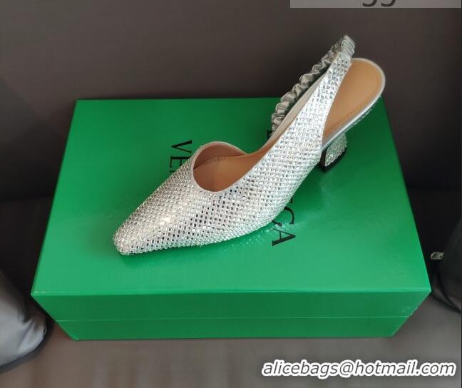 Super Quality Bottega Veneta Almond Metallic Slingback Pumps 050809 Silver 2021