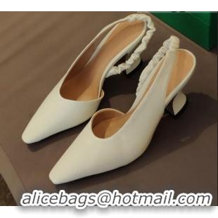 Popular Bottega Veneta Almond Metallic Slingback Pumps 050809 White 2021