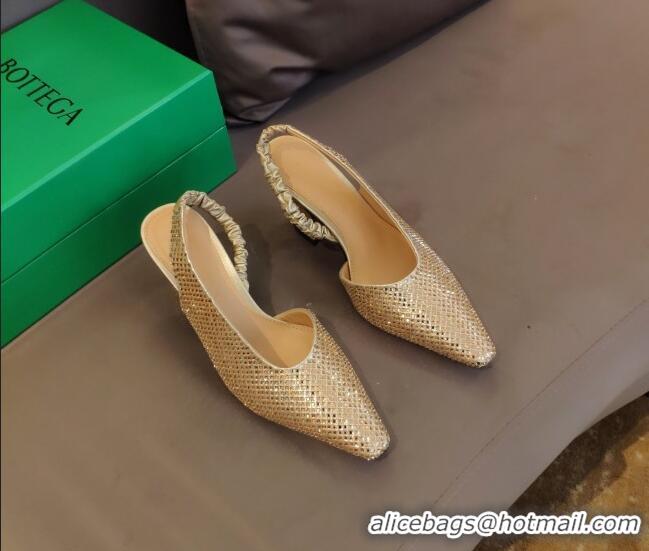 Best Luxury Bottega Veneta Almond Metallic Slingback Pumps 050809 Gold 2021