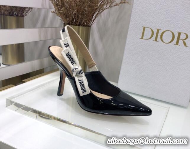 Most Popular Dior J'Adior Slingback Pumps 9.5cm Heel in Patent Calfskin 601906 Black 2021