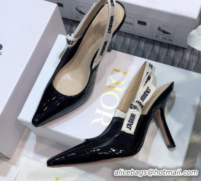 Most Popular Dior J'Adior Slingback Pumps 9.5cm Heel in Patent Calfskin 601906 Black 2021