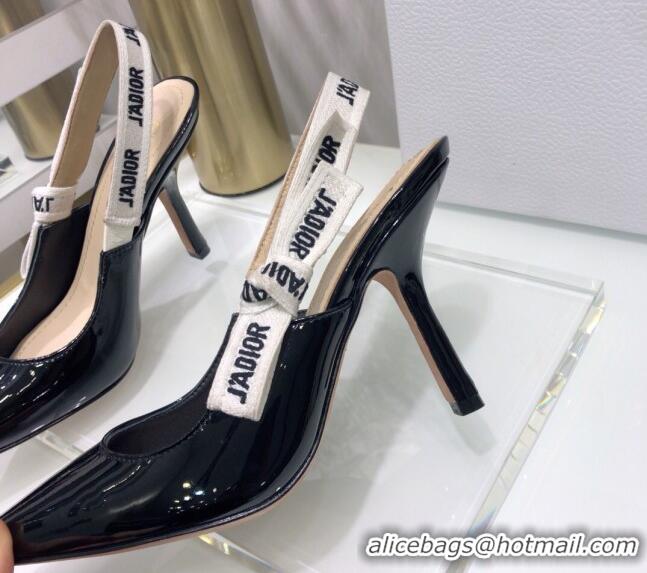 Most Popular Dior J'Adior Slingback Pumps 9.5cm Heel in Patent Calfskin 601906 Black 2021