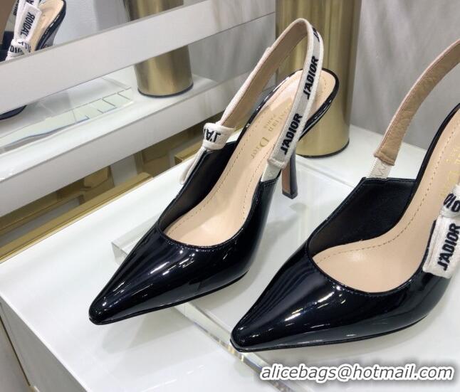 Most Popular Dior J'Adior Slingback Pumps 9.5cm Heel in Patent Calfskin 601906 Black 2021