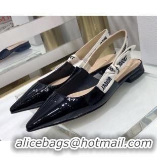 Top Quality Dior J'Adior Slingback Ballerinas Flats in Patent Calfskin 601908 Black 2021