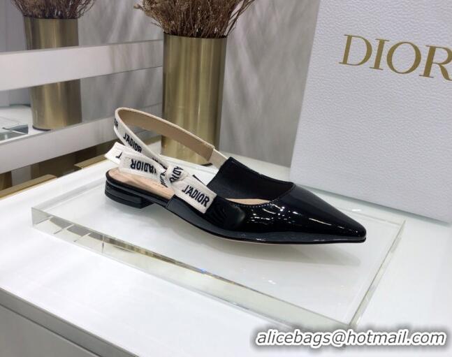 Top Quality Dior J'Adior Slingback Ballerinas Flats in Patent Calfskin 601908 Black 2021