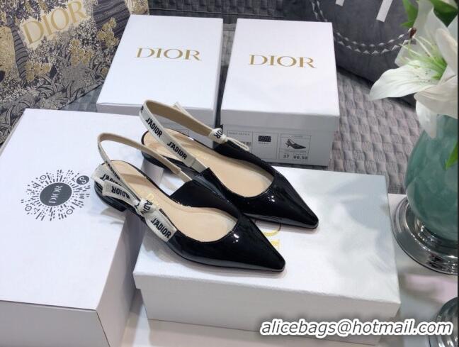 Top Quality Dior J'Adior Slingback Ballerinas Flats in Patent Calfskin 601908 Black 2021