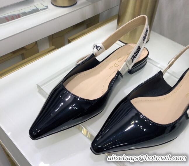 Top Quality Dior J'Adior Slingback Ballerinas Flats in Patent Calfskin 601908 Black 2021