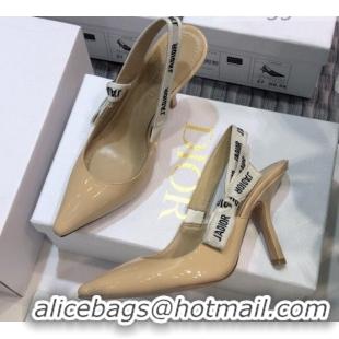 Top Quality Dior J'Adior Slingback Pumps 9.5cm Heel in Patent Calfskin 601909 Nude 2021