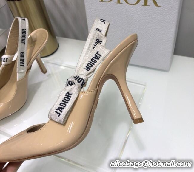 Top Quality Dior J'Adior Slingback Pumps 9.5cm Heel in Patent Calfskin 601909 Nude 2021