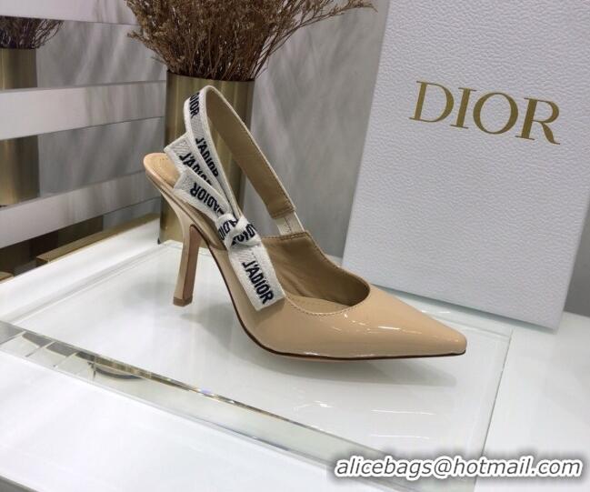 Top Quality Dior J'Adior Slingback Pumps 9.5cm Heel in Patent Calfskin 601909 Nude 2021