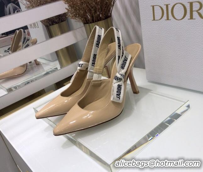 Top Quality Dior J'Adior Slingback Pumps 9.5cm Heel in Patent Calfskin 601909 Nude 2021