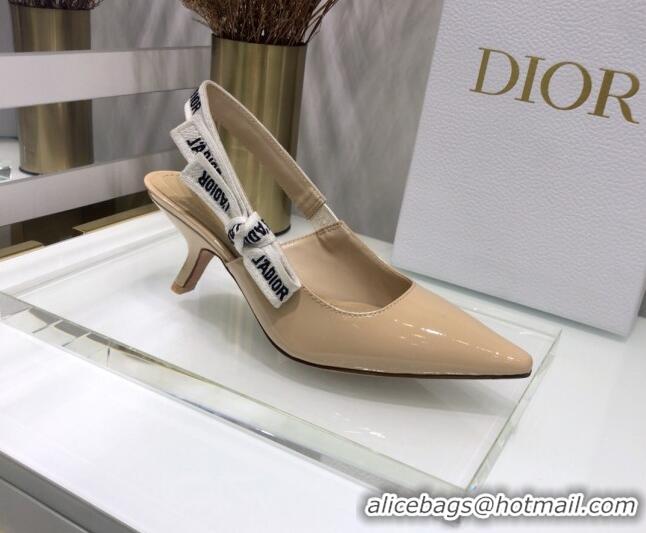 Low Price Dior J'Adior Slingback Pumps 6.5cm Heel in Patent Calfskin 601910 Nude 2021