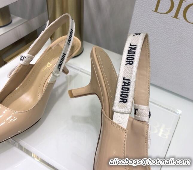 Low Price Dior J'Adior Slingback Pumps 6.5cm Heel in Patent Calfskin 601910 Nude 2021