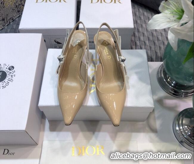 Low Price Dior J'Adior Slingback Pumps 6.5cm Heel in Patent Calfskin 601910 Nude 2021