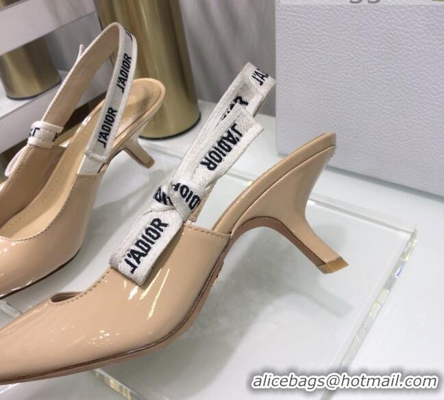 Low Price Dior J'Adior Slingback Pumps 6.5cm Heel in Patent Calfskin 601910 Nude 2021