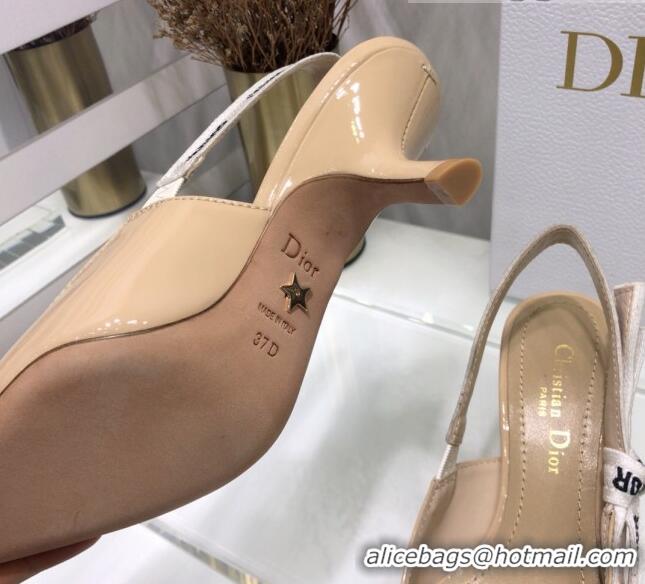 Low Price Dior J'Adior Slingback Pumps 6.5cm Heel in Patent Calfskin 601910 Nude 2021