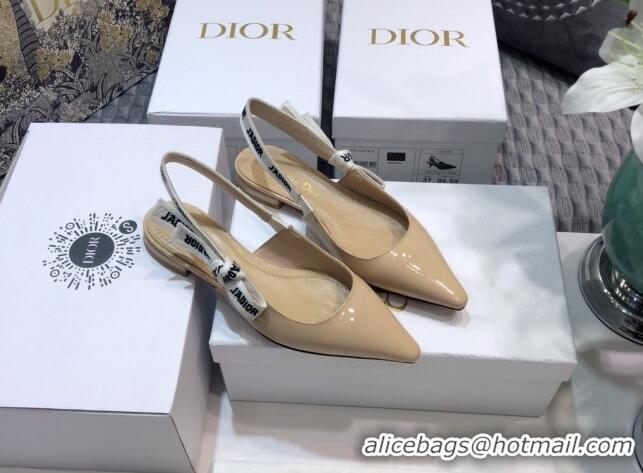 Popular Dior J'Adior Slingback Ballerinas Flats in Patent Calfskin 601911 Nude 2021