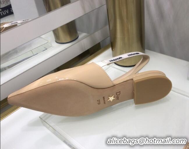 Popular Dior J'Adior Slingback Ballerinas Flats in Patent Calfskin 601911 Nude 2021