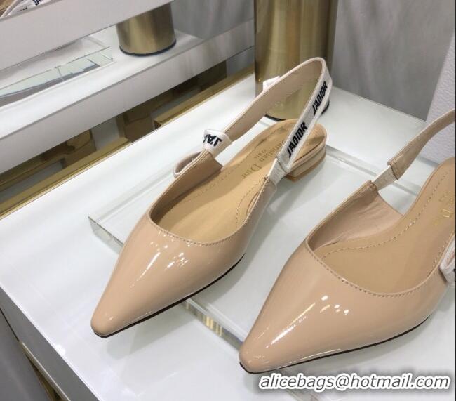 Popular Dior J'Adior Slingback Ballerinas Flats in Patent Calfskin 601911 Nude 2021