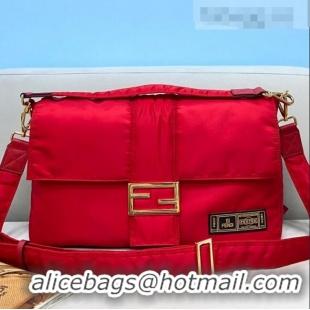 Super Quality Fendi Men's Baguette Nylon Large Bag FD0322 Red 2021