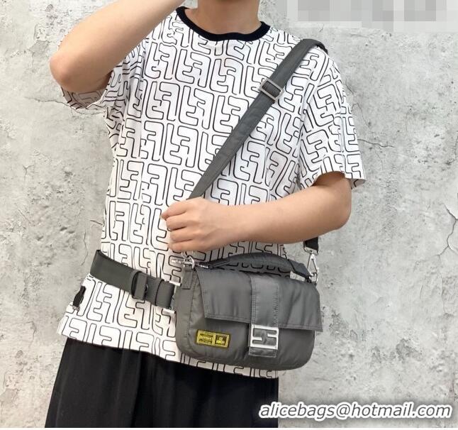 Buy Cheap Fendi Men's Baguette Porter Nylon Medium Shoulder Bag/Belt Bag FD0327 Grey 2021