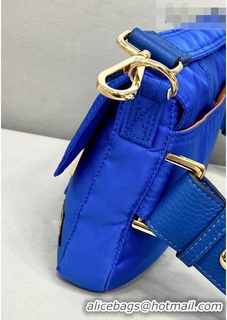 Best Product Fendi Men's Baguette Porter Nylon Medium Shoulder Bag/Belt Bag FD0328 Blue 2021