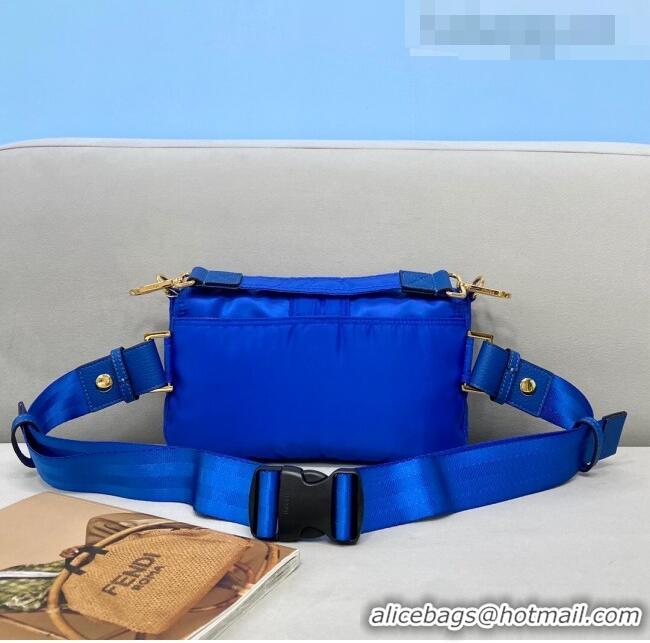 Best Product Fendi Men's Baguette Porter Nylon Medium Shoulder Bag/Belt Bag FD0328 Blue 2021