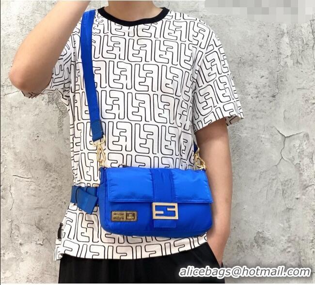 Best Product Fendi Men's Baguette Porter Nylon Medium Shoulder Bag/Belt Bag FD0328 Blue 2021