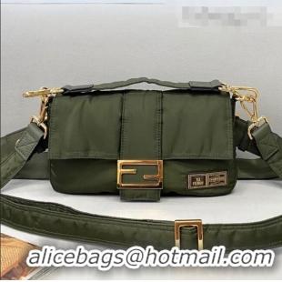 Stylish Fendi Men's Baguette Porter Nylon Medium Shoulder Bag/Belt Bag FD0327 Green 2021