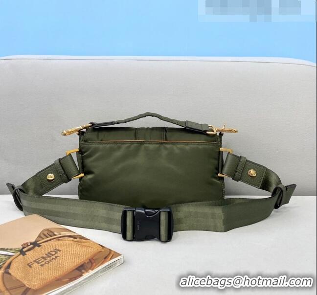 Stylish Fendi Men's Baguette Porter Nylon Medium Shoulder Bag/Belt Bag FD0327 Green 2021