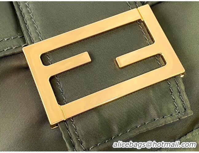 Stylish Fendi Men's Baguette Porter Nylon Medium Shoulder Bag/Belt Bag FD0327 Green 2021