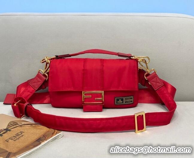 Best Price Fendi Men's Baguette Porter Nylon Medium Shoulder Bag/Belt Bag FD0327 Red 2021